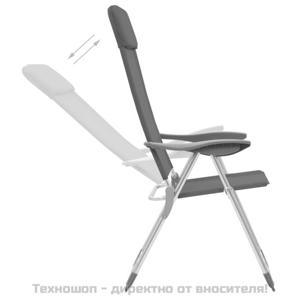 Сгъваеми къмпинг столове, 4 бр, сиви, алуминий