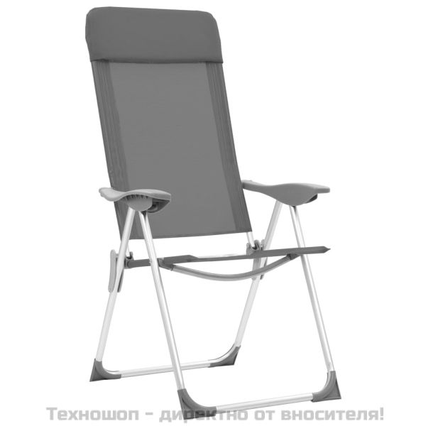 Сгъваеми къмпинг столове, 4 бр, сиви, алуминий