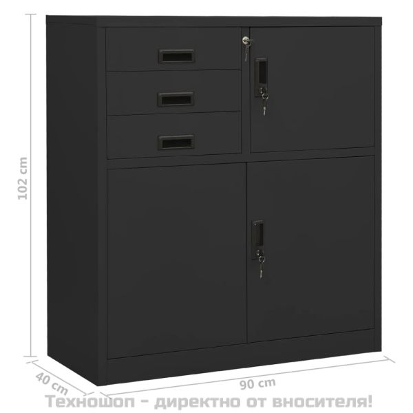 Офис шкаф с плантер, антрацит, 90x40x125 см, стомана