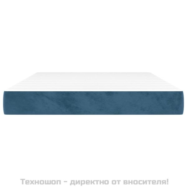 Матрак за легло с покет пружини тъмносин 140x200x20 см кадифе