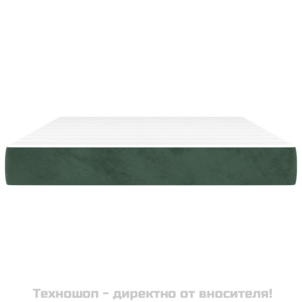 Матрак за легло с покет пружини тъмнозелен 140x200x20 см кадифе