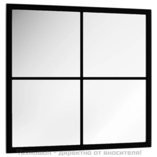 Огледало за стена, черно, 40х40 см, метал