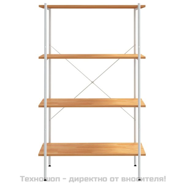 Етажерка с 4 рафта, бяло и дъб, 80x40x130 см