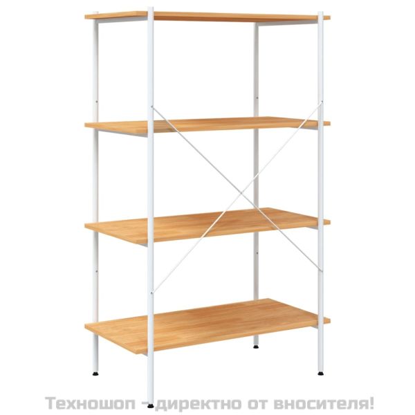 Етажерка с 4 рафта, бяло и дъб, 80x40x130 см