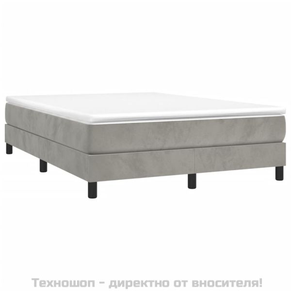 Боксспринг легло с матрак, светлосиво, 140x200 см, кадифе
