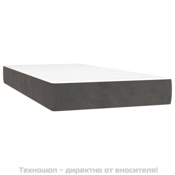 Боксспринг легло с матрак, тъмносиво, 80x200 см, кадифе