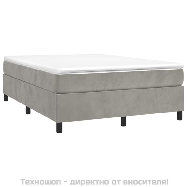 Боксспринг легло с матрак, светлосиво, 140x200 см, кадифе