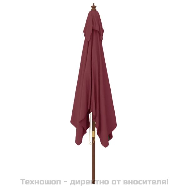Градински чадър с дървен прът, бордо червено, 300x300x273 см