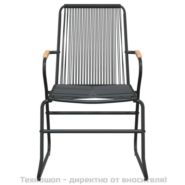 Градински трапезен комплект от 3 части, черно, PVC ратан