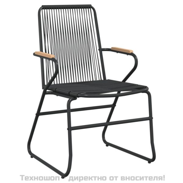 Градински трапезен комплект от 3 части, черно, PVC ратан