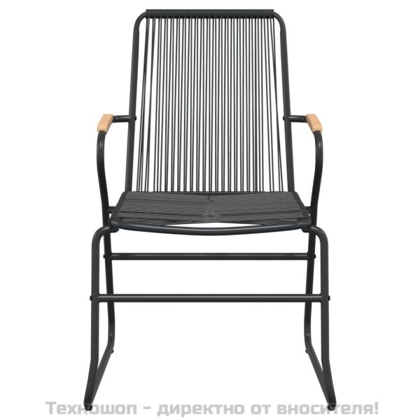 Градински трапезен комплект от 3 части, черно, PVC ратан