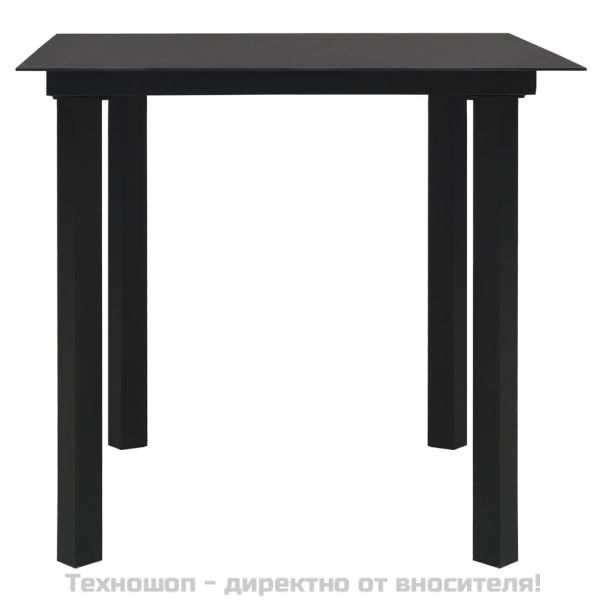 Градински трапезен комплект от 3 части, черно, PVC ратан