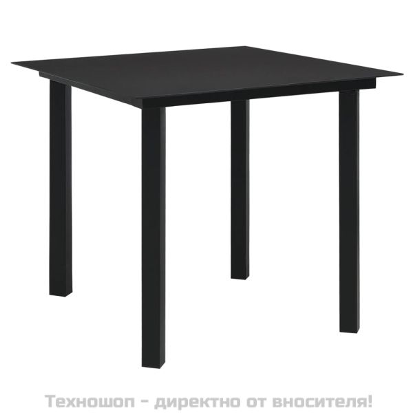 Градински трапезен комплект от 5 части, черeн, PVC ратан