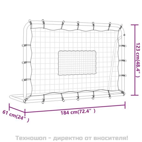 Рикошетна мрежа, бяло и черно, 184x61x123 см, стомана и PE