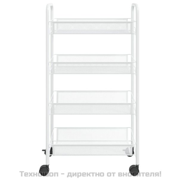 Кухненска количка на 4 нива, бяла, 46x26x85 см, желязо