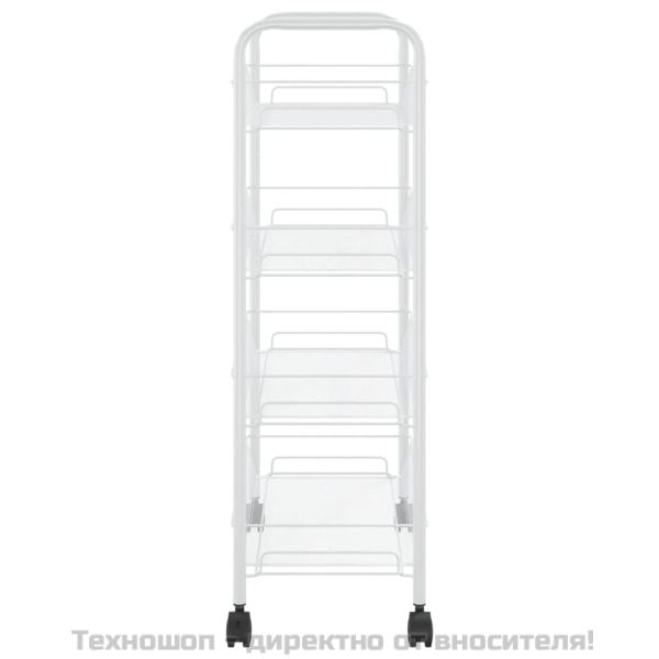 Кухненска количка на 4 нива, бяла, 46x26x85 см, желязо