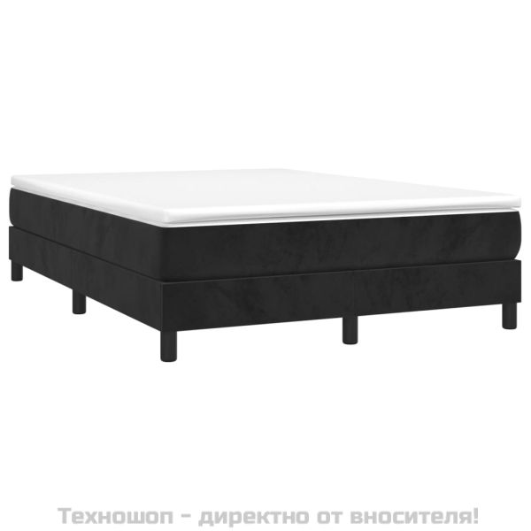 Боксспринг легло с матрак, черно, 140x200 см, кадифе