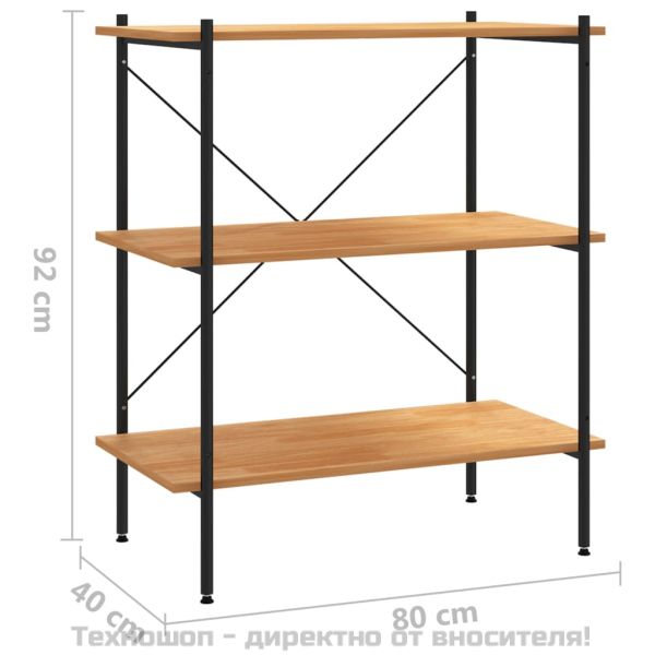 3-етажен етажерка, черен и дъб, 80x40x92 см