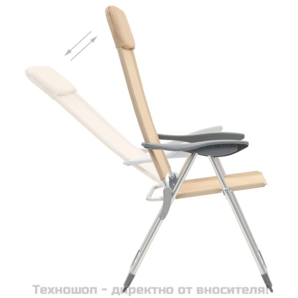 Сгъваеми къмпинг столове, 2 бр, кремави, алуминий