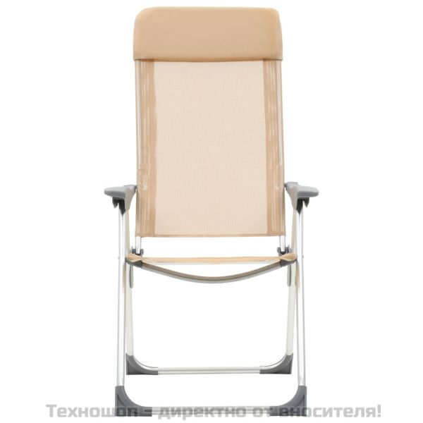 Сгъваеми къмпинг столове, 2 бр, кремави, алуминий