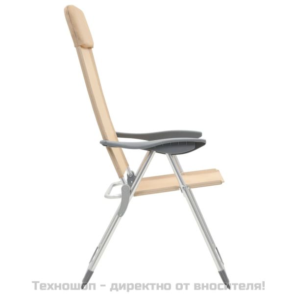 Сгъваеми къмпинг столове, 2 бр, кремави, алуминий