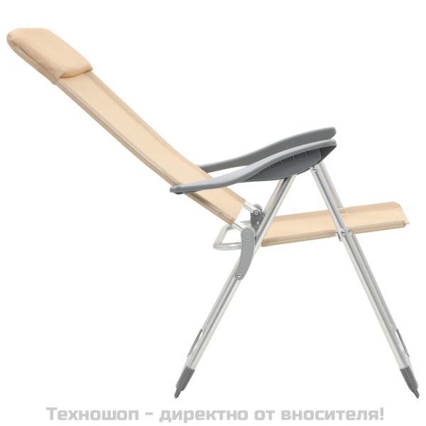Сгъваеми къмпинг столове, 2 бр, кремави, алуминий