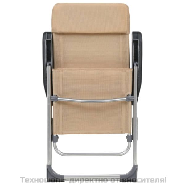 Сгъваеми къмпинг столове, 2 бр, кремави, алуминий