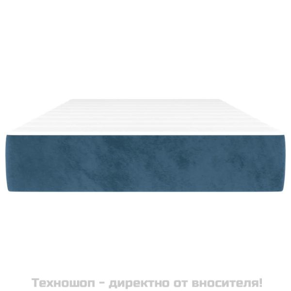 Матрак за легло с покет пружини тъмносин 90x200x20 см кадифе