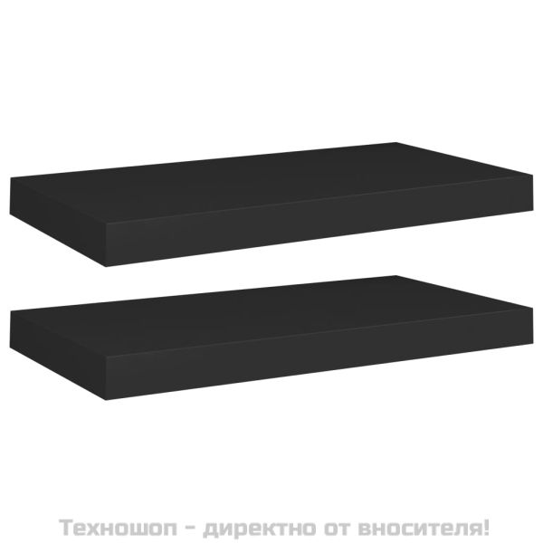 Окачени стенни рафтове, 2 бр, черни, 50x23x3,8 см, МДФ