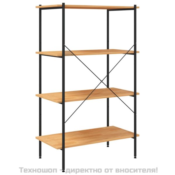 Етажерка с 4 рафта, черно и дъб, 80x40x130 см