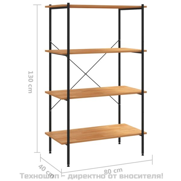 Етажерка с 4 рафта, черно и дъб, 80x40x130 см