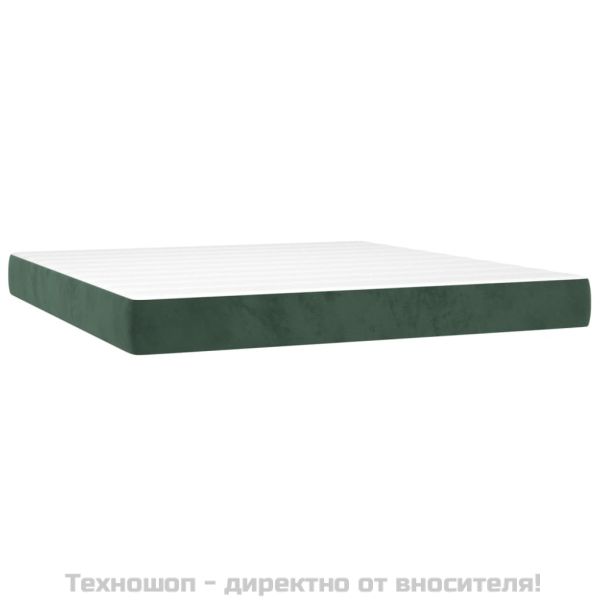 Матрак за легло с покет пружини тъмнозелен 160x200x20 см кадифе