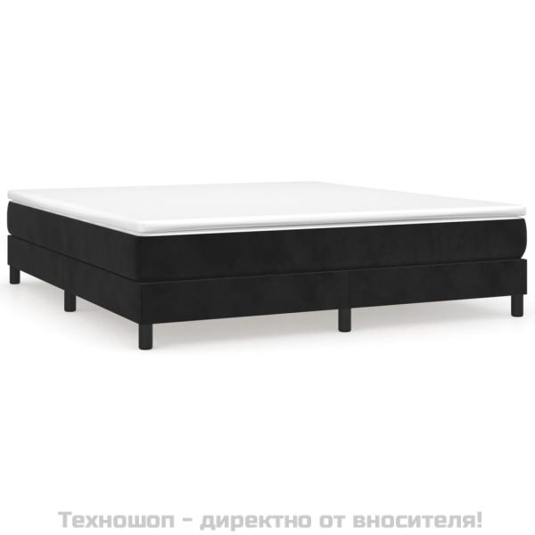 Боксспринг легло с матрак, черно, 180x200 см, кадифе