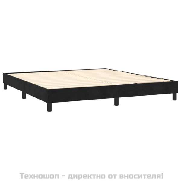 Боксспринг легло с матрак, черно, 180x200 см, кадифе