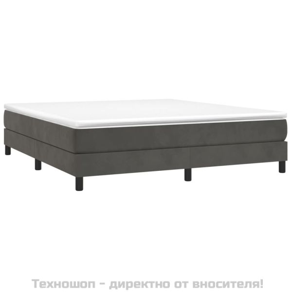 Боксспринг легло с матрак, тъмносиво, 180x200 см, кадифе