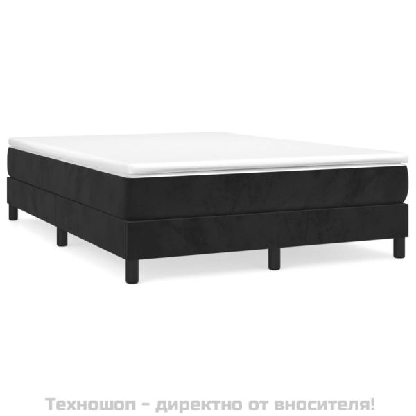 Боксспринг легло с матрак, черно, 140x190 см, кадифе
