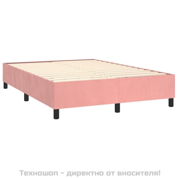 Боксспринг легло с матрак, розова, 140x190 см, кадифе