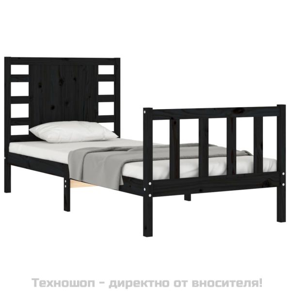 Рамка за легло с табла черна Small Single дърво масив