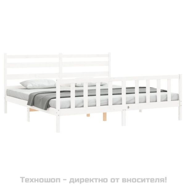 Рамка за легло без матрак, бял, 200x200 см, бор масив