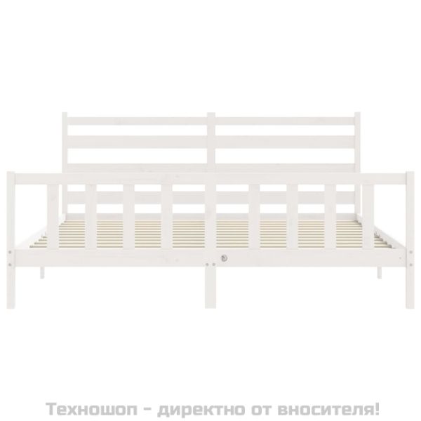 Рамка за легло без матрак, бял, 200x200 см, бор масив