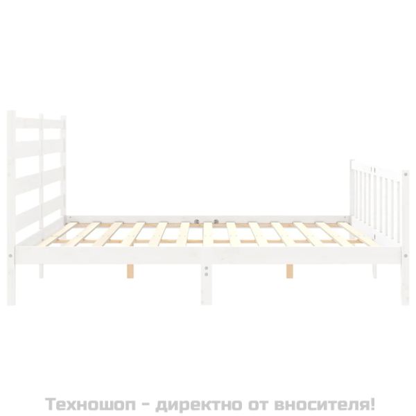 Рамка за легло без матрак, бял, 200x200 см, бор масив
