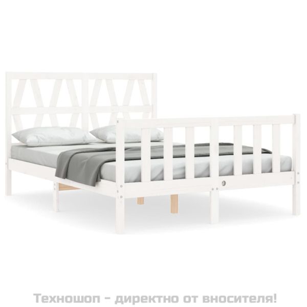 Рамка за легло без матрак, бял, 120x200 см, бор масив