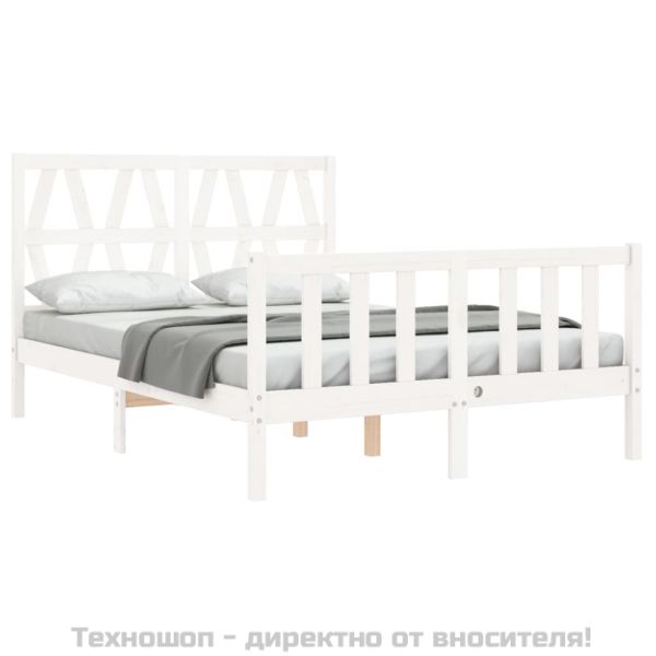 Рамка за легло без матрак, бял, 120x200 см, бор масив