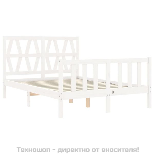 Рамка за легло без матрак, бял, 120x200 см, бор масив
