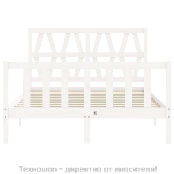 Рамка за легло без матрак, бял, 120x200 см, бор масив