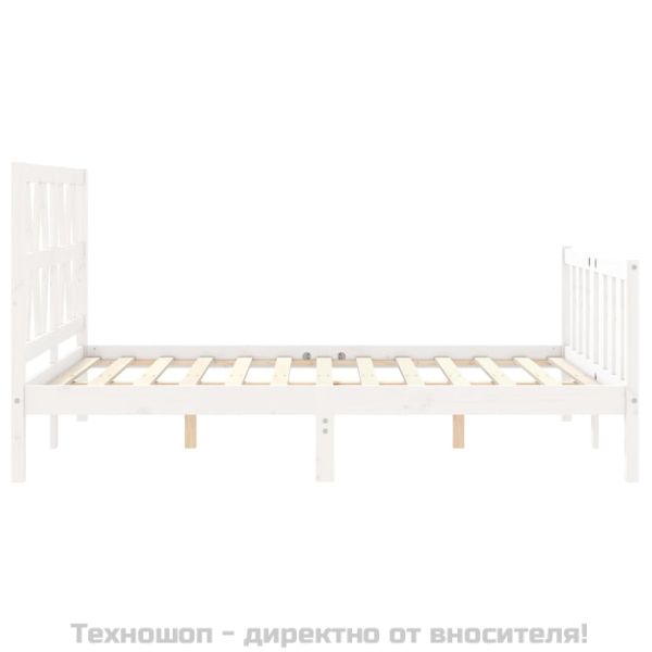 Рамка за легло без матрак, бял, 120x200 см, бор масив