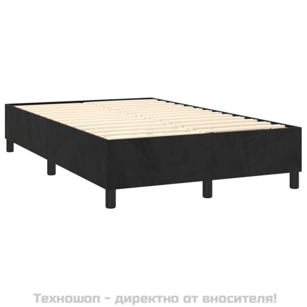 Боксспринг легло с матрак, черно, 120x200 см, кадифе