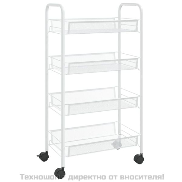 Кухненска количка на 4 нива, бяла, 46x26x85 см, желязо