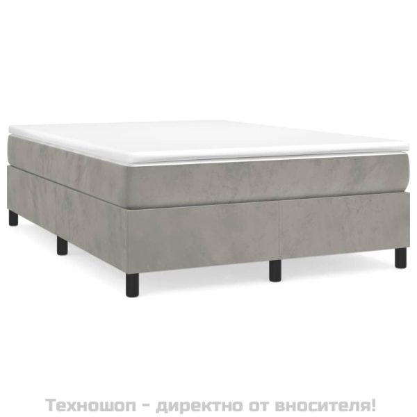 Боксспринг легло с матрак, светлосива, 140x190 см, кадифе