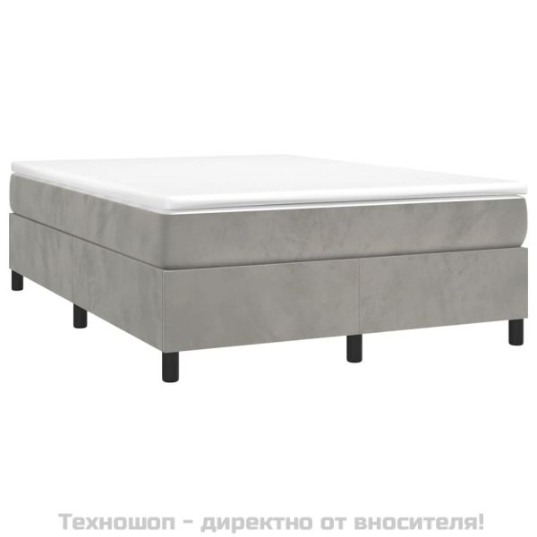Боксспринг легло с матрак, светлосива, 140x190 см, кадифе
